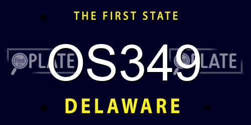 OS349 Delaware License Plate
