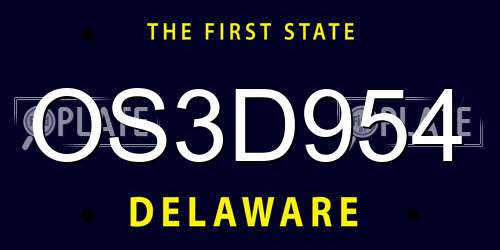OS3D954 Delaware License Plate