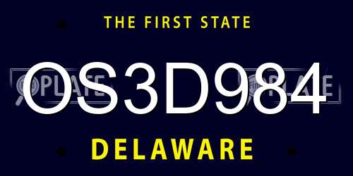 OS3D984 Delaware License Plate