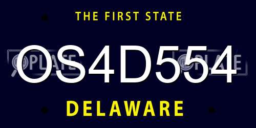 OS4D554 Delaware License Plate