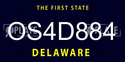 OS4D884 Delaware License Plate