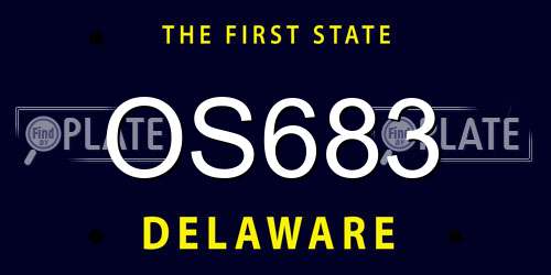 OS683 Delaware License Plate