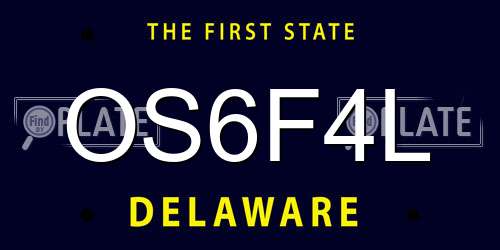 OS6F4L Delaware License Plate