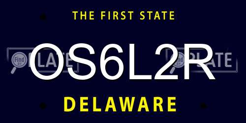 OS6L2R Delaware License Plate