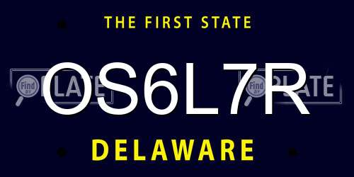 OS6L7R Delaware License Plate