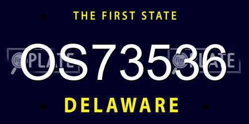 OS73536 Delaware License Plate