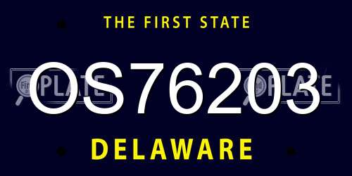 OS76203 Delaware License Plate