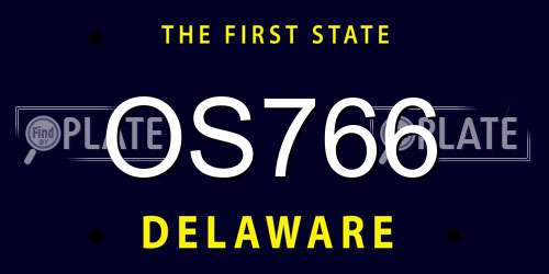 OS766 Delaware License Plate