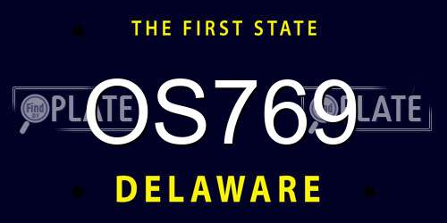 OS769 Delaware License Plate