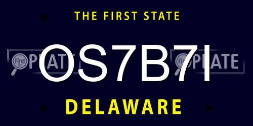 OS7B7I Delaware License Plate