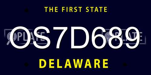 OS7D689 Delaware License Plate