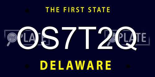 OS7T2Q Delaware License Plate