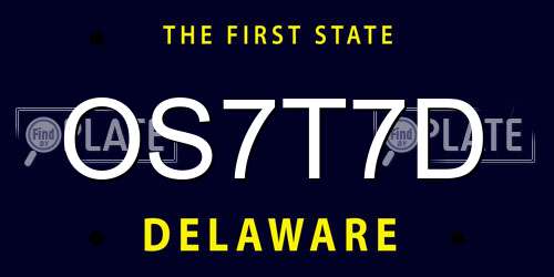 OS7T7D Delaware License Plate