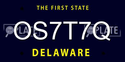 OS7T7Q Delaware License Plate