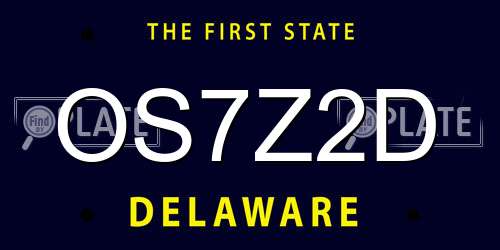 OS7Z2D Delaware License Plate