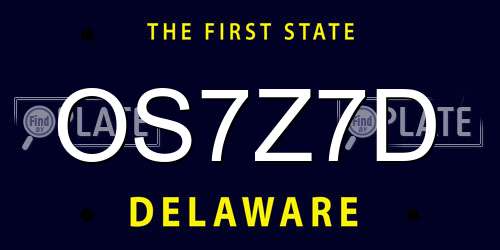 OS7Z7D Delaware License Plate