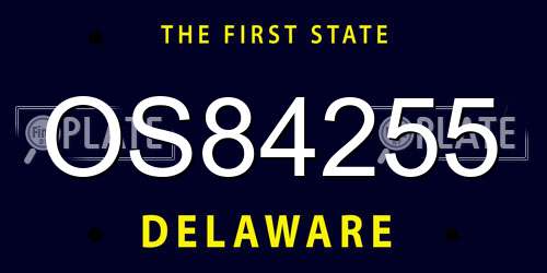 OS84255 Delaware License Plate