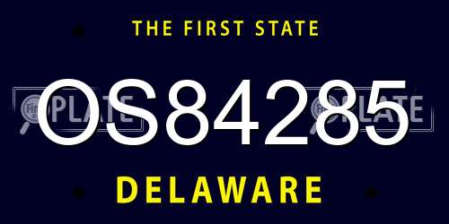 OS84285 Delaware License Plate