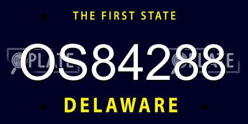OS84288 Delaware License Plate