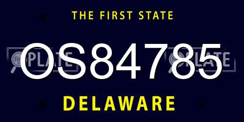 OS84785 Delaware License Plate