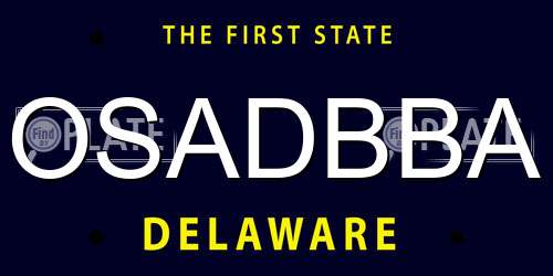 OSADBBA Delaware License Plate