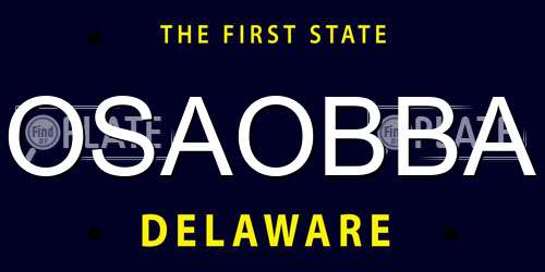 OSAOBBA Delaware License Plate