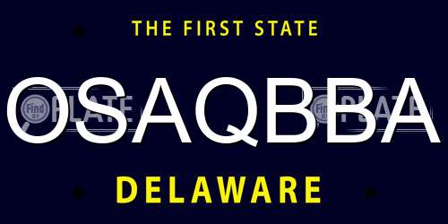 OSAQBBA Delaware License Plate