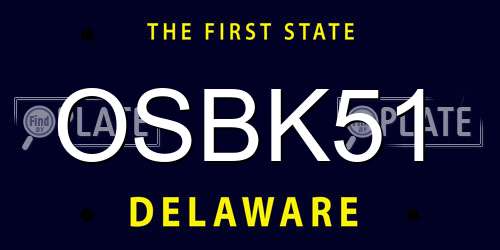 OSBK51 Delaware License Plate