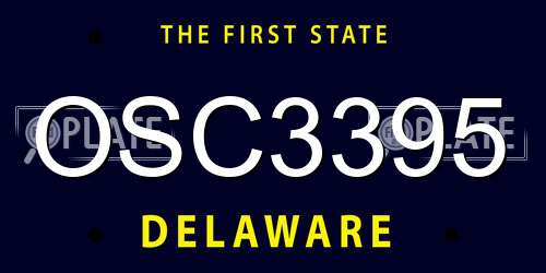 OSC3395 Delaware License Plate