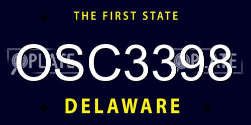 OSC3398 Delaware License Plate