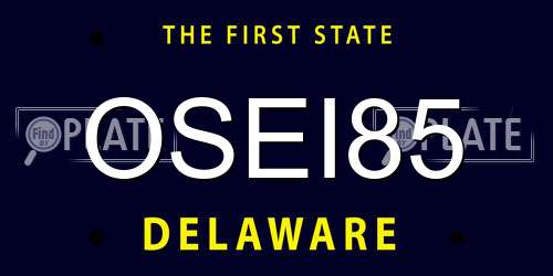 OSEI85 Delaware License Plate