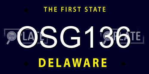OSG136 Delaware License Plate