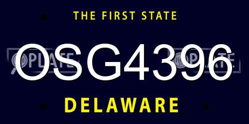 OSG4396 Delaware License Plate