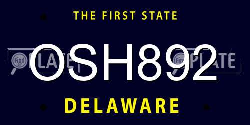 OSH892 Delaware License Plate