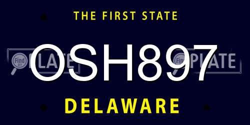 OSH897 Delaware License Plate