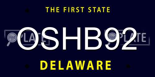 OSHB92 Delaware License Plate