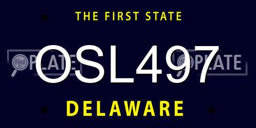 OSL497 Delaware License Plate