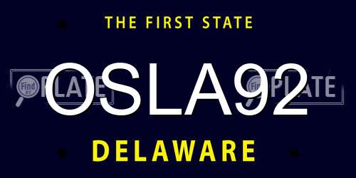 OSLA92 Delaware License Plate
