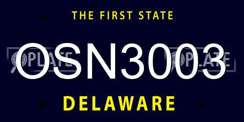 OSN3003 Delaware License Plate