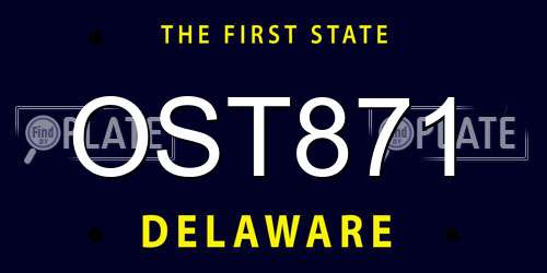 OST871 Delaware License Plate