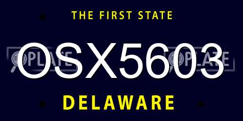 OSX5603 Delaware License Plate