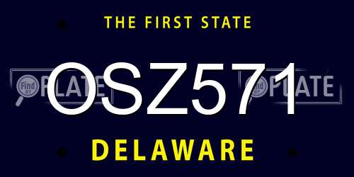 OSZ571 Delaware License Plate
