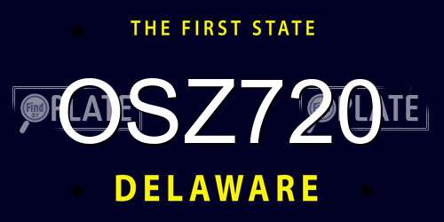 OSZ720 Delaware License Plate