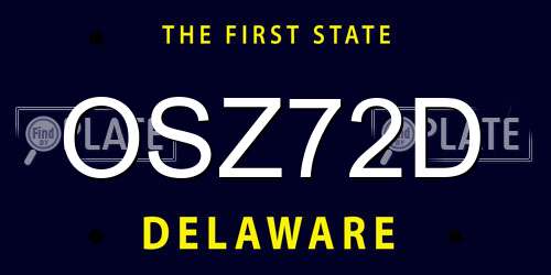 OSZ72D Delaware License Plate