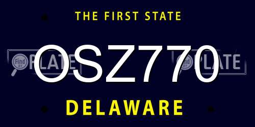 OSZ770 Delaware License Plate