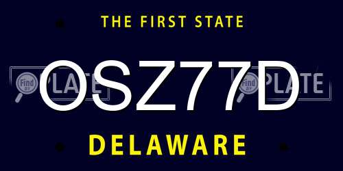 OSZ77D Delaware License Plate