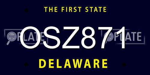 OSZ871 Delaware License Plate