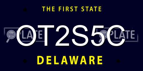 OT2S5C Delaware License Plate