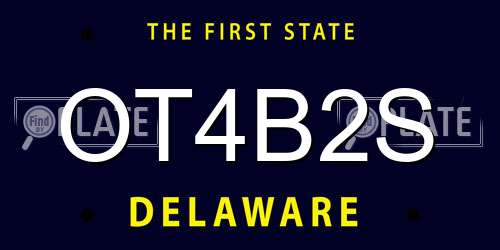 OT4B2S Delaware License Plate