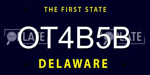 OT4B5B Delaware License Plate